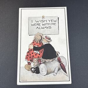 Early 1910s With Me Always Couple Travel Unused Postcard Vintage